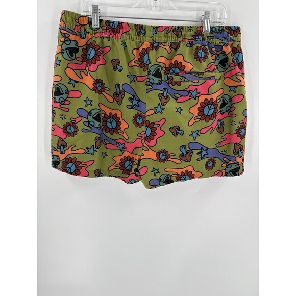 A-Lab Men's Large Skippy Trippy 3" Ins Board Shorts Mushroom Frogs Green Trunks - Picture 3 of 15